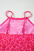 Leopard Print Asymmetrical Strap Swim Tankini Top