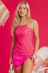 Leopard Print Asymmetrical Strap Swim Tankini Top