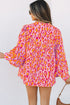 Leopard Print Balloon Sleeve Button Front Woven Blouse