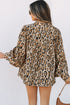 Leopard Print Balloon Sleeve Button Front Woven Blouse