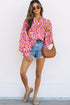 Leopard Print Balloon Sleeve Button Front Woven Blouse