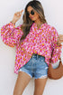 Leopard Print Balloon Sleeve Button Front Woven Blouse