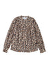 Leopard Print Balloon Sleeve Button Front Woven Blouse