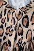 Leopard Print Balloon Sleeve Button Front Woven Blouse