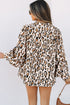 Leopard Print Balloon Sleeve Button Front Woven Blouse