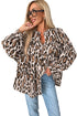 Leopard Print Balloon Sleeve Button Front Woven Blouse