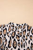 Leopard Print Balloon Sleeve Button Front Woven Blouse