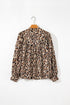 Leopard Print Balloon Sleeve Button Front Woven Blouse