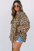 Leopard Print Balloon Sleeve Button Front Woven Blouse