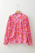 Leopard Print Balloon Sleeve Button Front Woven Blouse