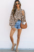 Leopard Print Balloon Sleeve Button Front Woven Blouse