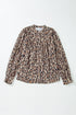 Leopard Print Balloon Sleeve Button Front Woven Blouse