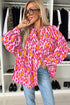 Leopard Print Balloon Sleeve Button Front Woven Blouse