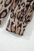 Leopard Print Balloon Sleeve Button Front Woven Blouse