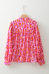 Leopard Print Balloon Sleeve Button Front Woven Blouse
