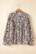 Leopard Print Balloon Sleeve Button Front Woven Blouse