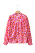 Leopard Print Balloon Sleeve Button Front Woven Blouse