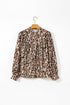 Leopard Print Balloon Sleeve Button Front Woven Blouse