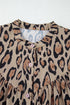 Leopard Print Balloon Sleeve Button Front Woven Blouse