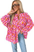 Leopard Print Balloon Sleeve Button Front Woven Blouse