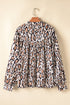 Leopard Print Balloon Sleeve Button Front Woven Blouse