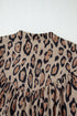 Leopard Print Balloon Sleeve Button Front Woven Blouse
