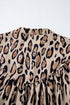 Leopard Print Balloon Sleeve Button Front Woven Blouse