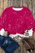 Leopard Print Bleached Effect Casual Pullover Sweatshirt