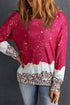 Leopard Print Bleached Effect Casual Pullover Sweatshirt