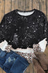 Leopard Print Bleached Effect Casual Pullover Sweatshirt