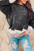 Leopard Print Bleached Effect Casual Pullover Sweatshirt