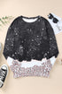 Leopard Print Bleached Effect Casual Pullover Sweatshirt