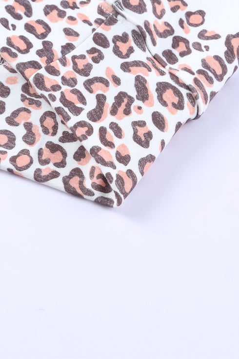 Leopard Print Bleached Effect Casual Pullover Sweatshirt