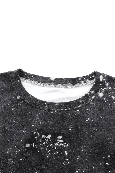 Leopard Print Bleached Effect Casual Pullover Sweatshirt