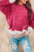 Leopard Print Bleached Effect Casual Pullover Sweatshirt