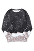 Leopard Print Bleached Effect Casual Pullover Sweatshirt