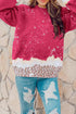 Leopard Print Bleached Effect Casual Pullover Sweatshirt