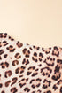 Leopard Print Blocked Trim Puff Sleeve Dress