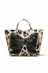 Leopard Print Bow Detail Sleek Structured Tote Handbag
