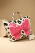 Leopard Print Bow Detail Sleek Structured Tote Handbag