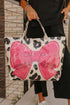 Leopard Print Bow Detail Sleek Structured Tote Handbag