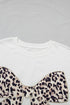 Leopard Print Bow Embroidered Patch Casual Tee