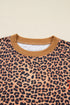 Leopard Print Bow Embroidery Wide Leg Pullover Pant Set