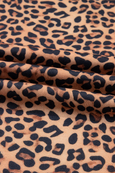Leopard Print Bow Embroidery Wide Leg Pullover Pant Set