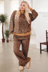 Leopard Print Bow Embroidery Wide Leg Pullover Pant Set