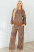 Leopard Print Bow Embroidery Wide Leg Pullover Pant Set