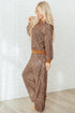 Leopard Print Bow Embroidery Wide Leg Pullover Pant Set