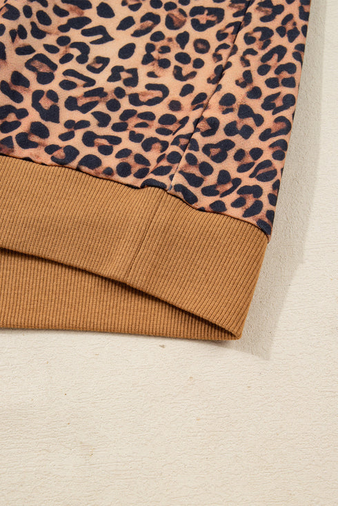 Leopard Print Bow Embroidery Wide Leg Pullover Pant Set