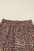 Leopard Print Bow Embroidery Wide Leg Pullover Pant Set