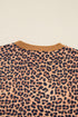 Leopard Print Bow Embroidery Wide Leg Pullover Pant Set